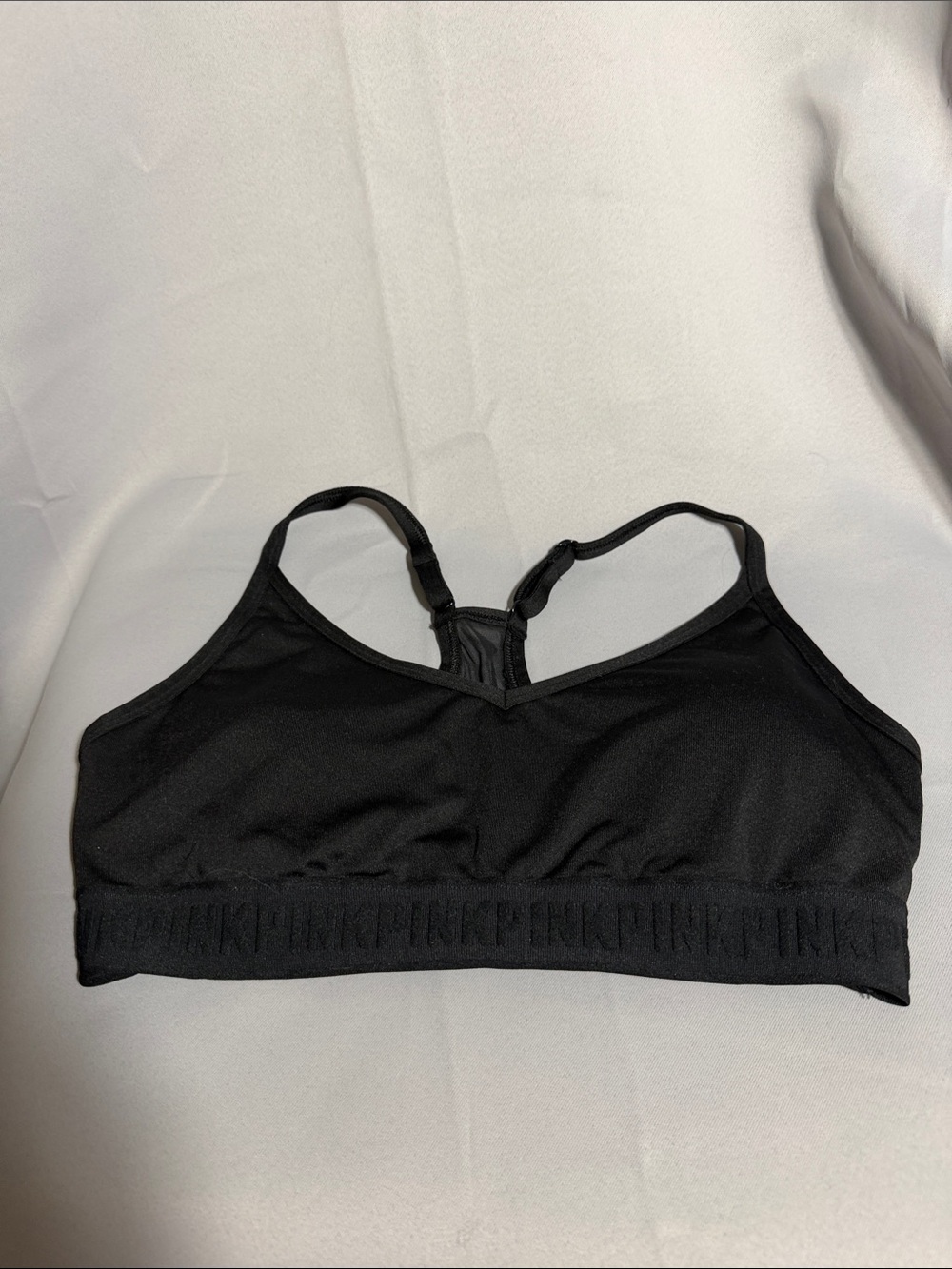 PINK Victoria's Secret Black Seamless Racerback Sports Bralette